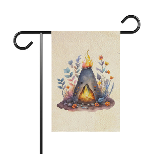 Watercolor of a Beltane Fire Garden & House Banner