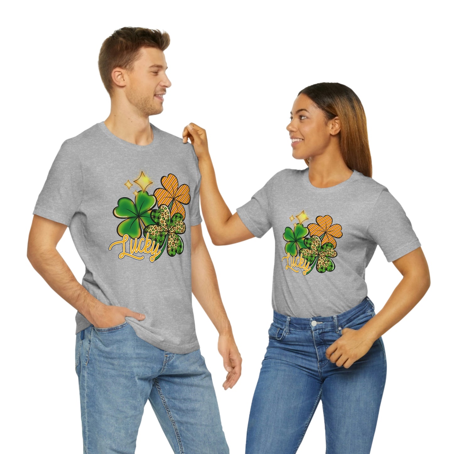 Lucky Shamrock Four Leaf Clover St. Patrick's Day Unisex Jersey Short Sleeve Tee