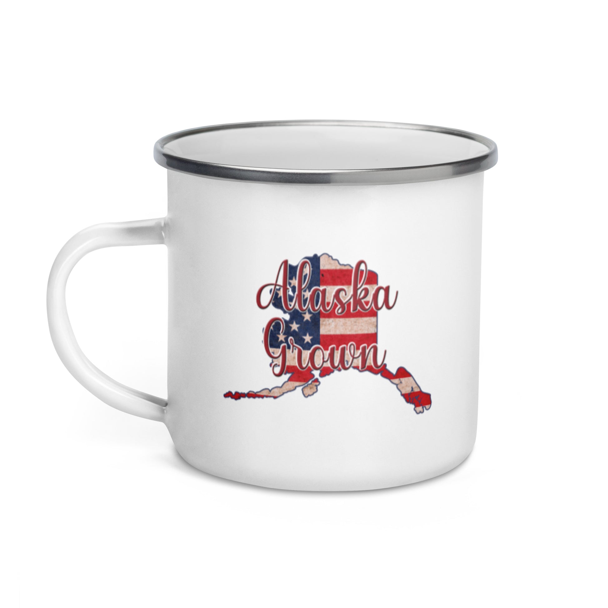 Alaska Grown US Flag Enamel Mug