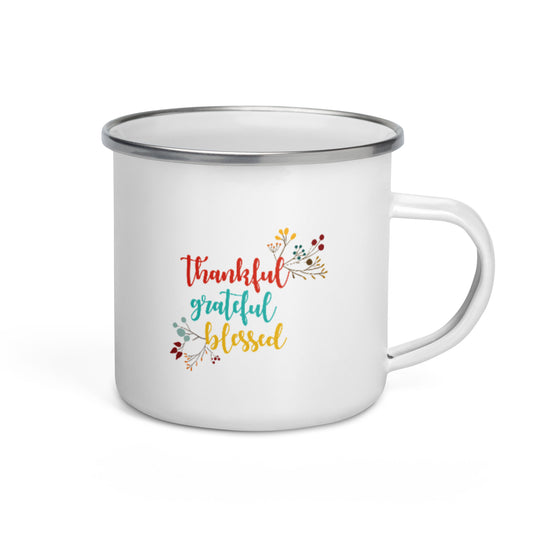 Thankful Grateful Blessed Enamel Mug