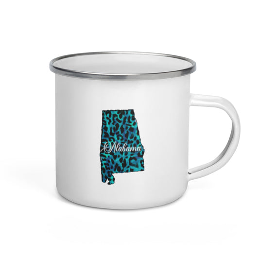 Alabama Blue Leopard Enamel Mug