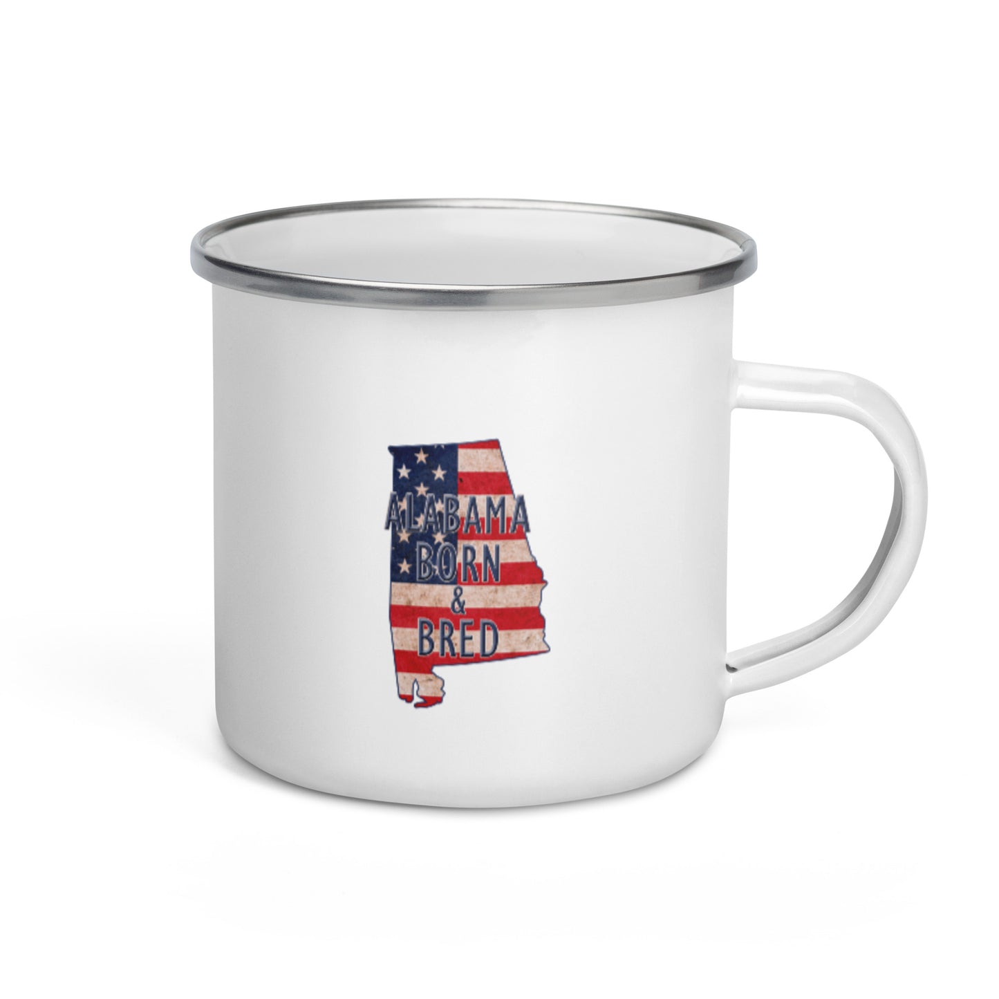 Alabama Born & Bred US Flag Enamel Mug