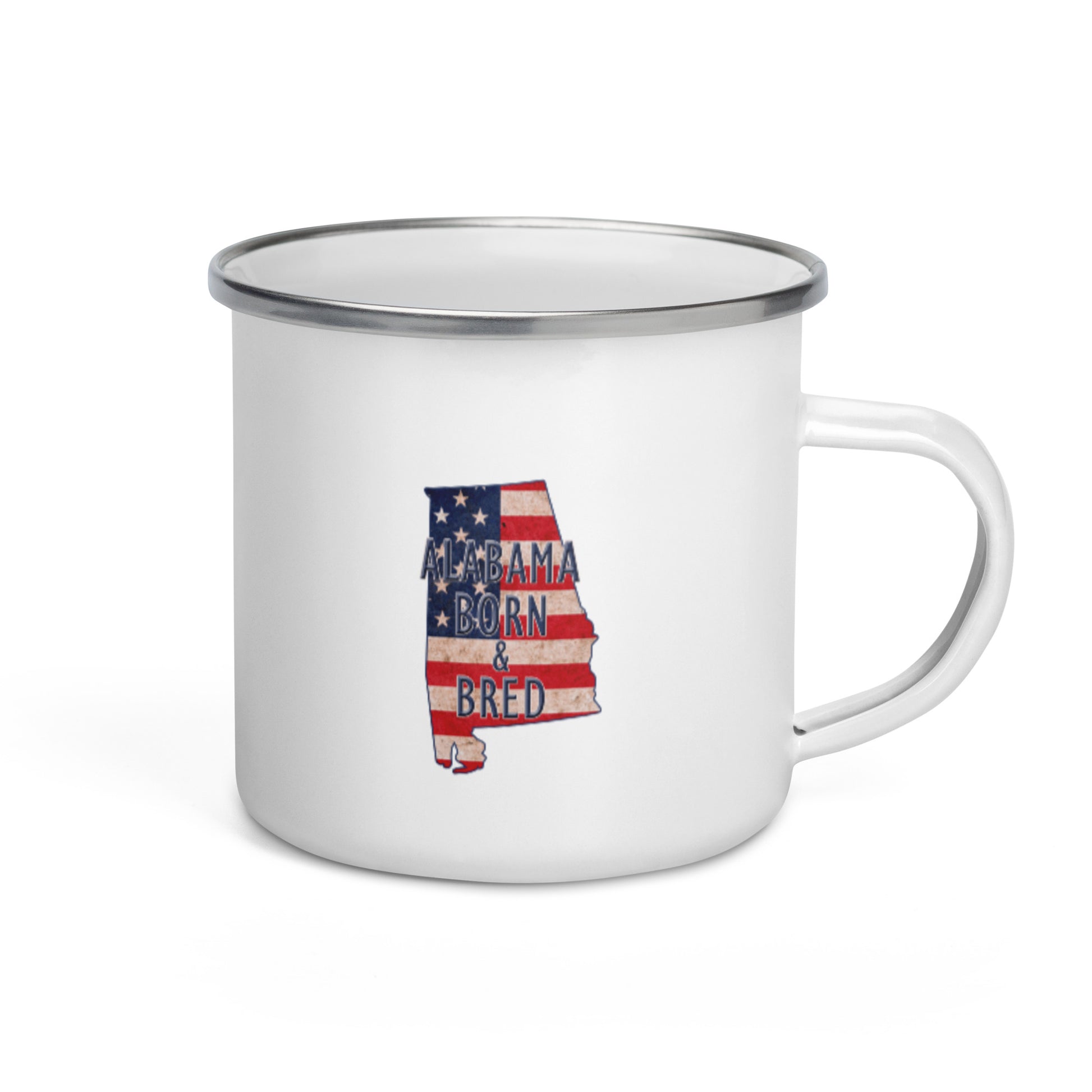 Alabama Born & Bred US Flag Enamel Mug