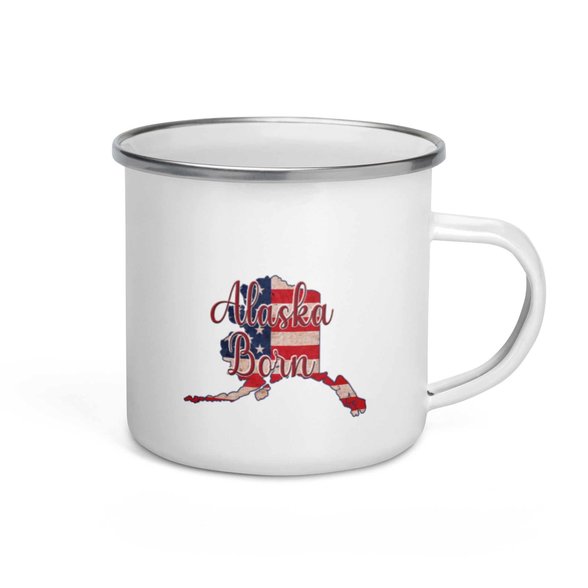 Alaska Born US Flag Enamel Mug