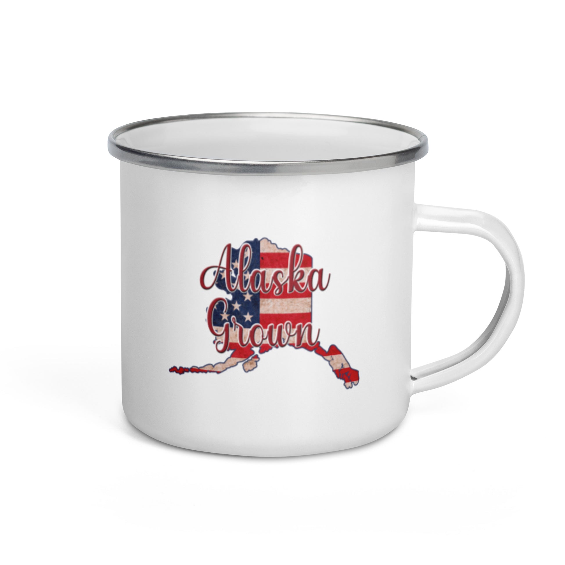 Alaska Grown US Flag Enamel Mug