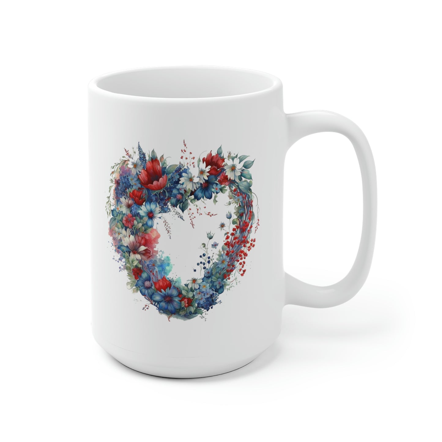 Flower Heart White Ceramic Mug