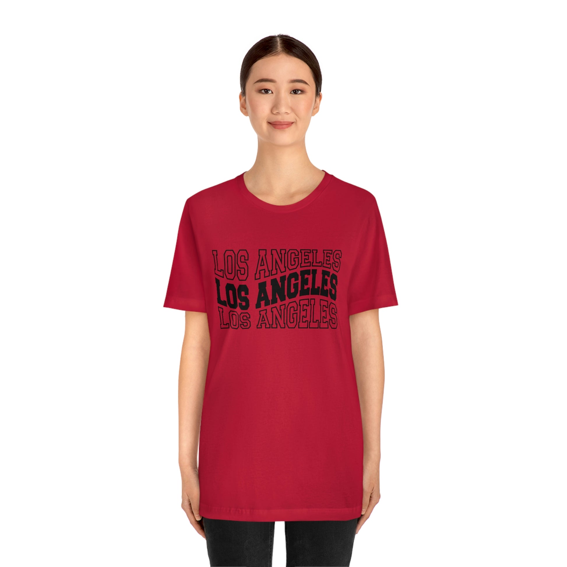 Los Angeles Varsity Letters Wavy Unisex Jersey Short Sleeve Tee Tshirt T-shirt