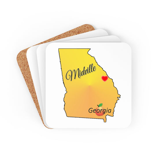 Midville Georgia Corkwood Coaster Set