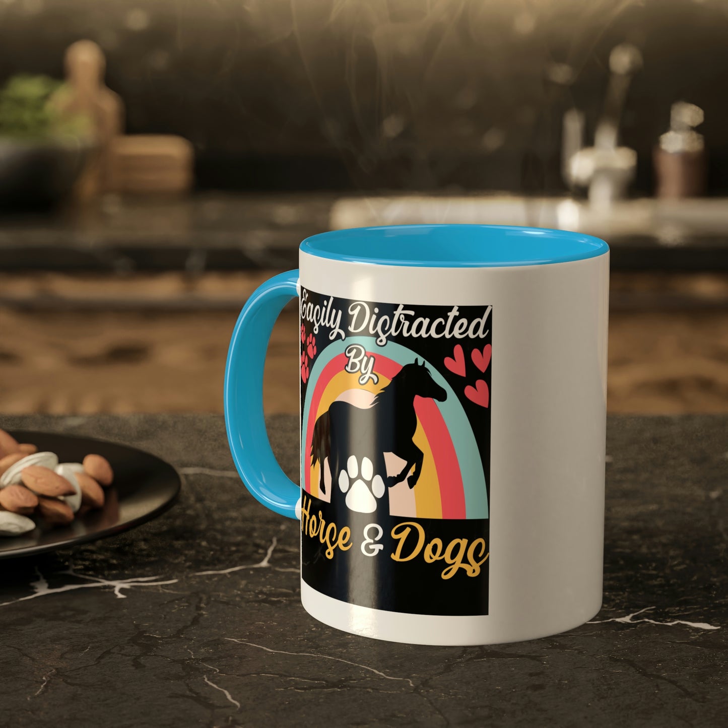 Easily Distracted by Horses and Dogs Accent Mug, 11oz
