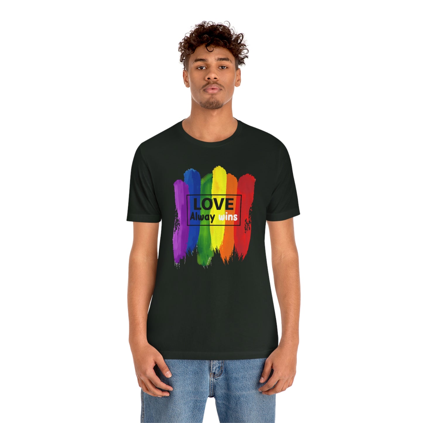 Love Always Wins LGBTQIA Print Unisex Jersey Short Sleeve Tee