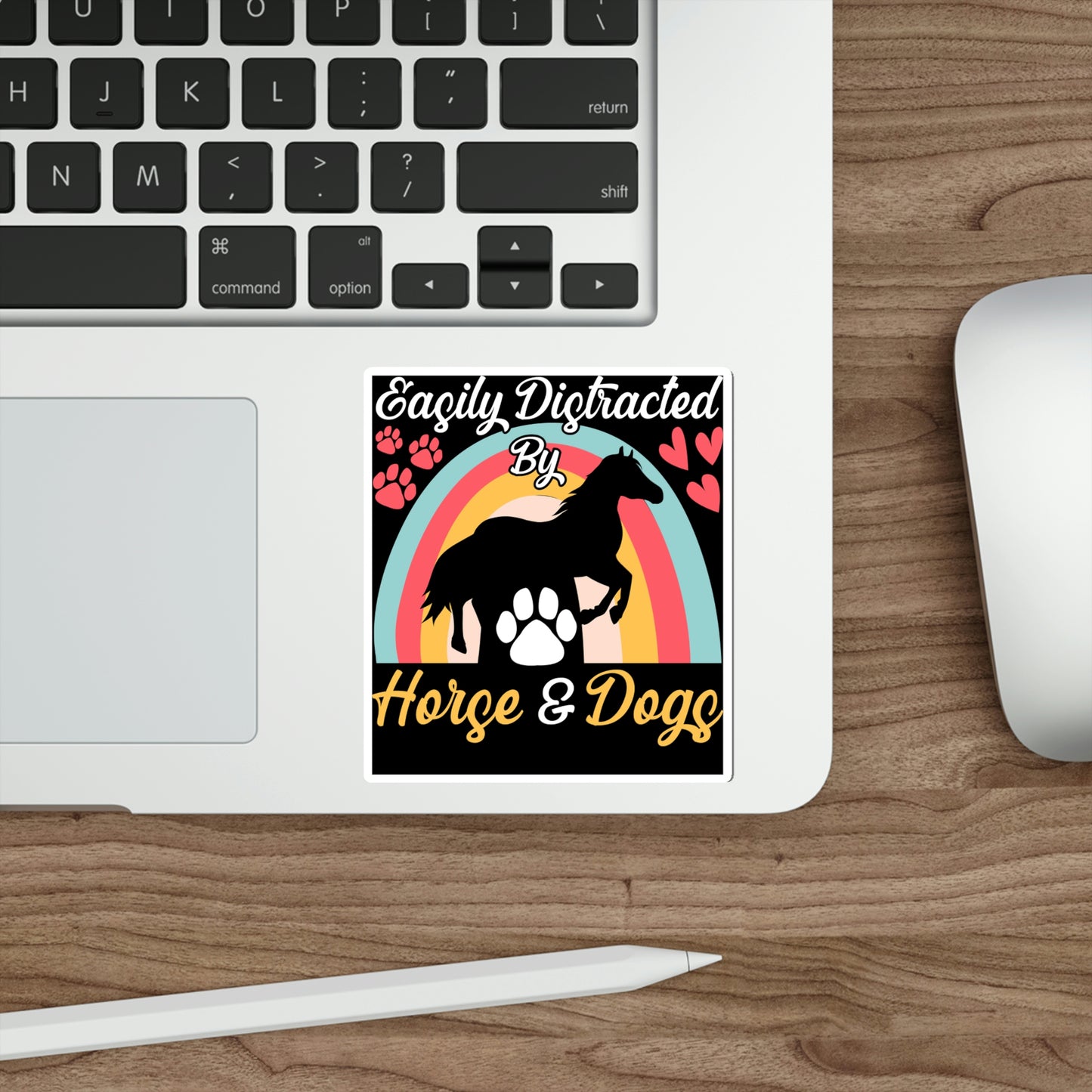 Easily Distracted by Horse & Dogs Die-Cut Stickers