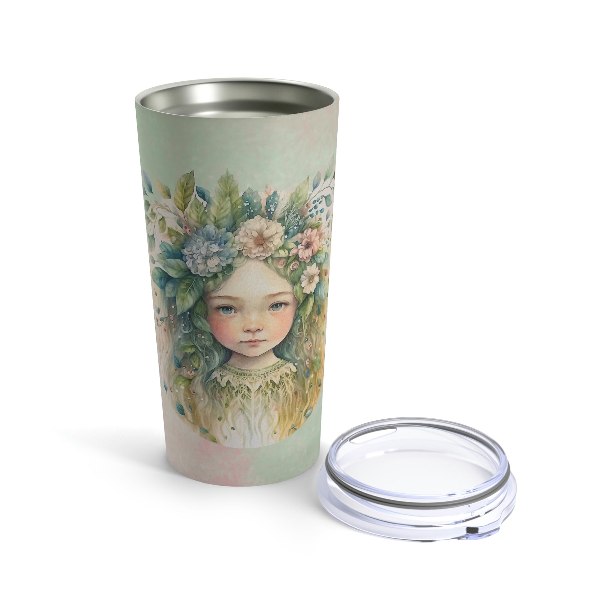 Girl Spring Flowers Watercolor Tumbler 20oz