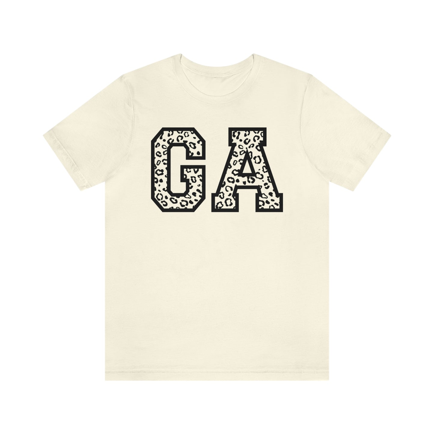 Georgia GA Leopard Print Letters Short Sleeve T-shirt