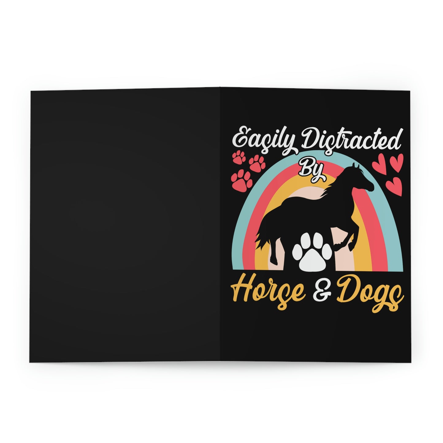 Easily Distracted by Horse and Dogs Greeting Cards (5 Pack)