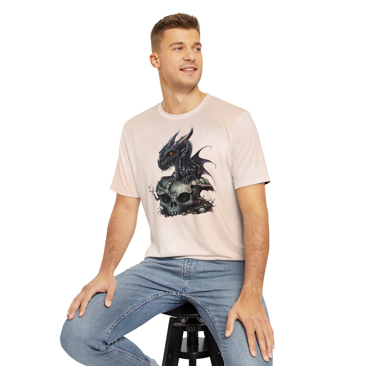 Dragon & Skull on Watercolor Background T-shirt