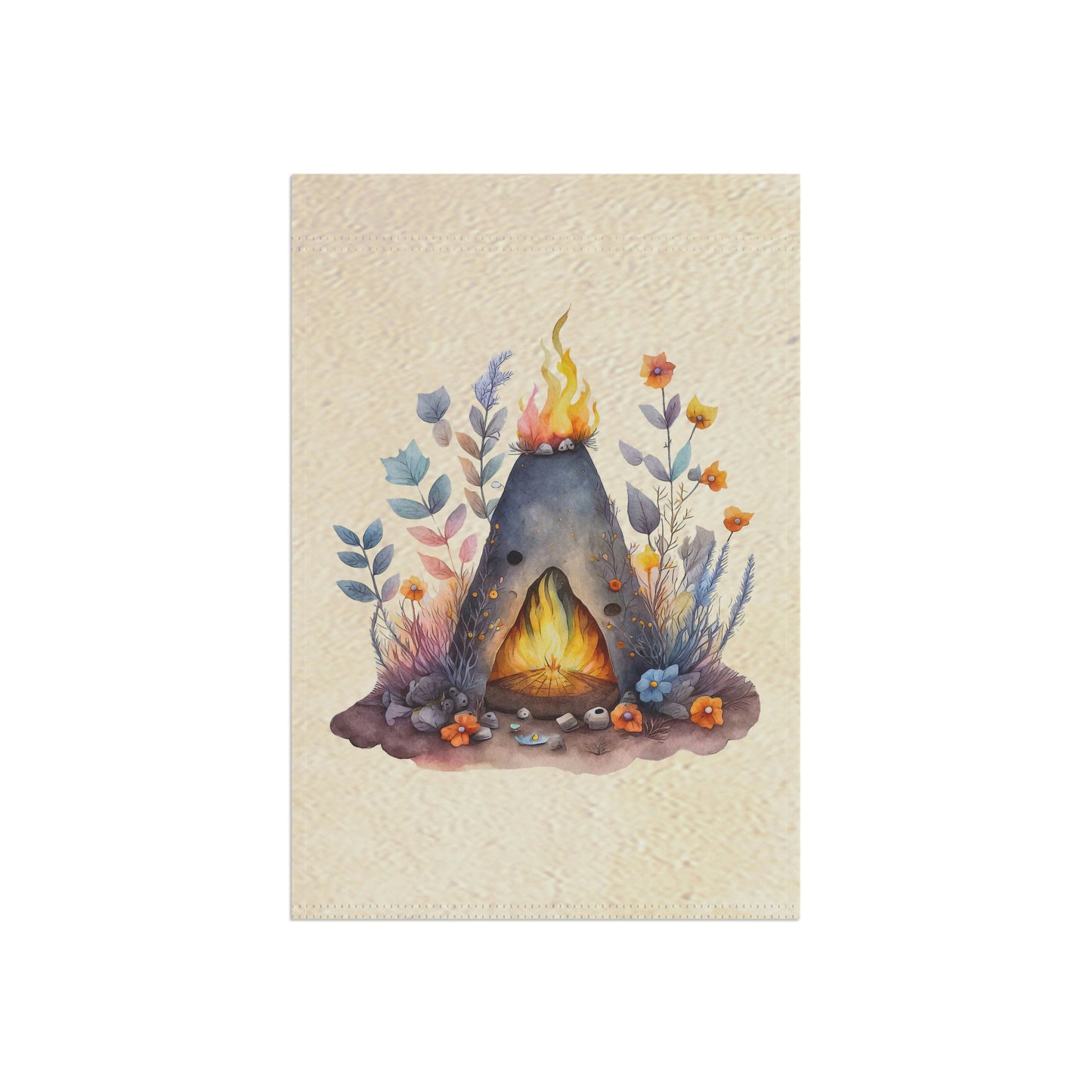 Watercolor of a Beltane Fire Garden & House Banner