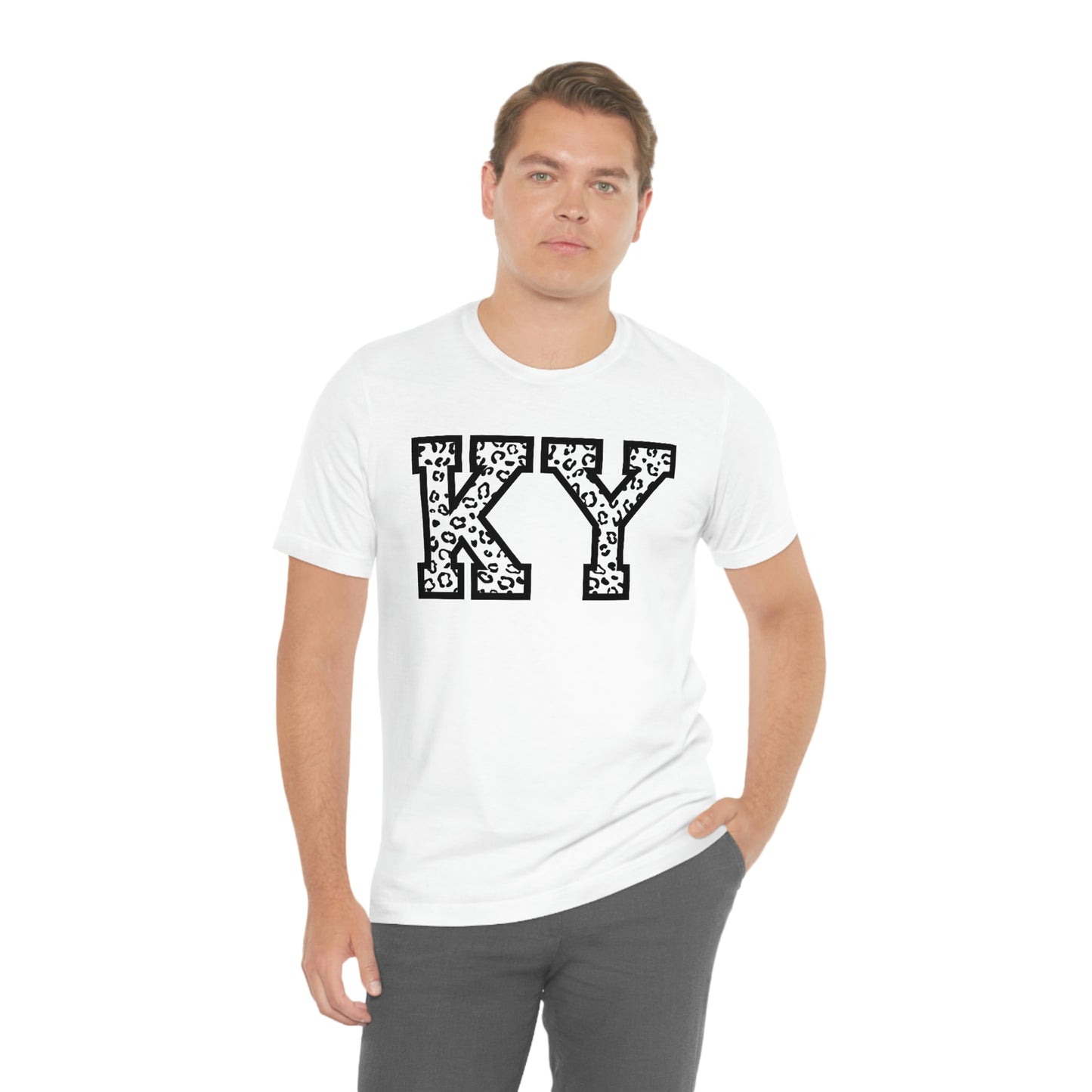Kentucky KY Leopard Print Letters Short Sleeve T-shirt