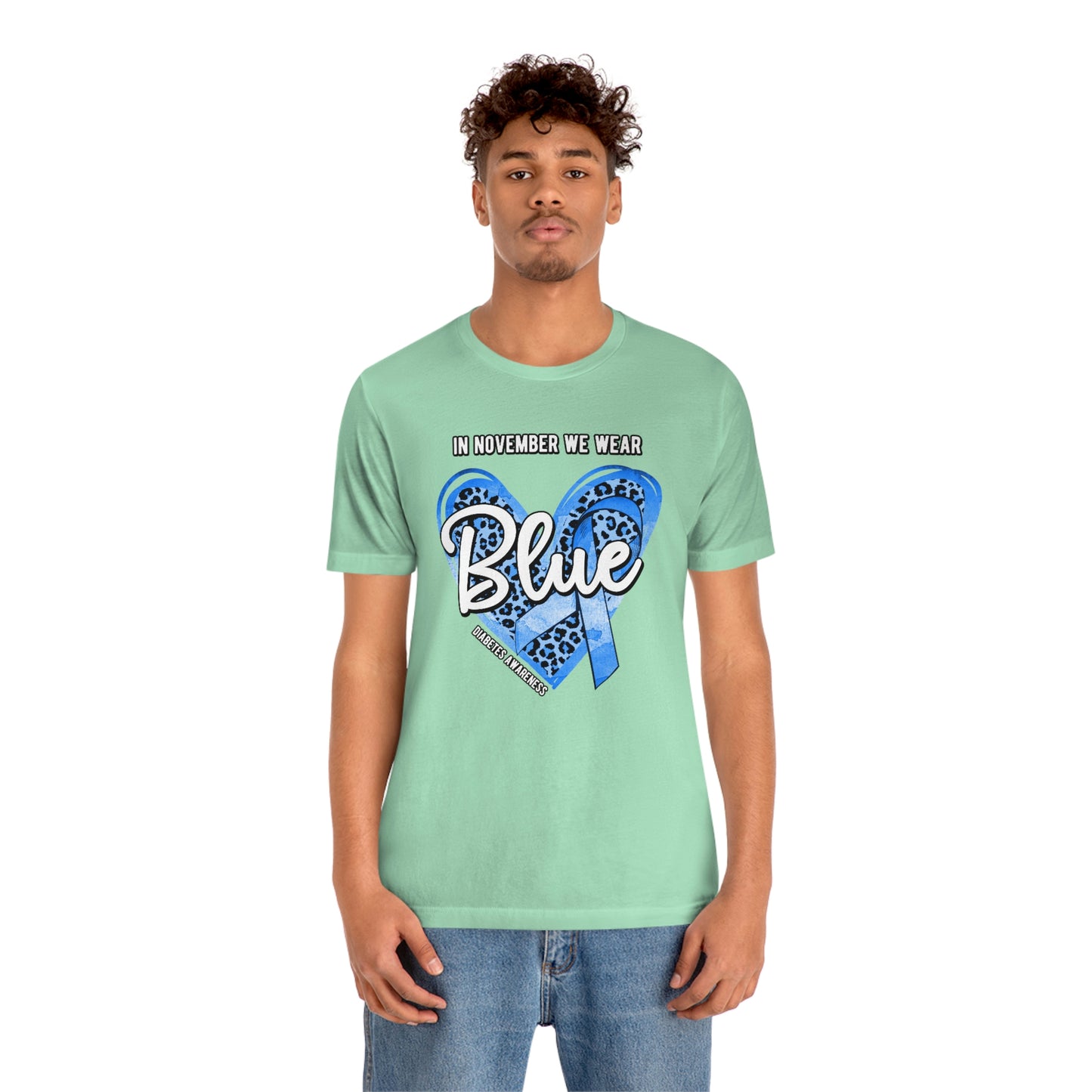 In November We Wear Blue Diabetes Awareness Print Unisex Jersey Short Sleeve Tee