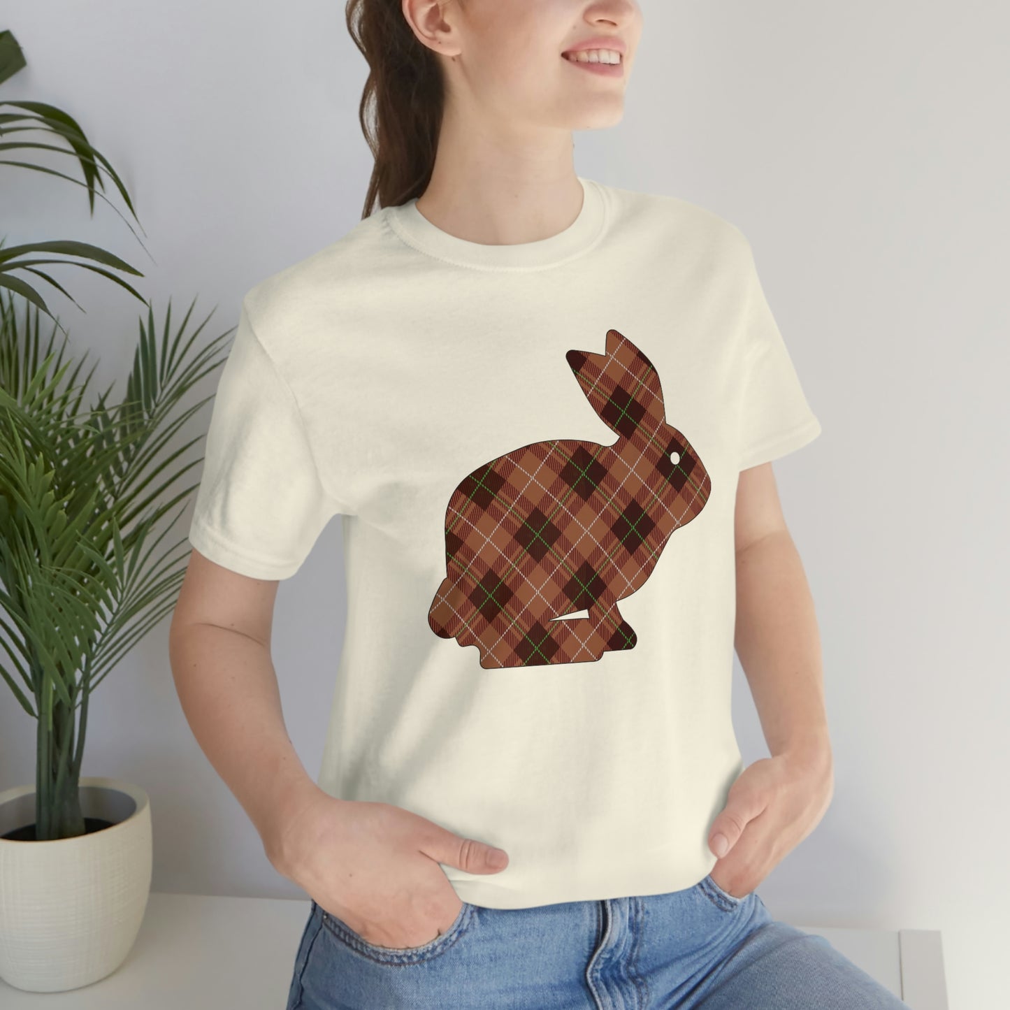 Brown Plaid Bunny Unisex Jersey Short Sleeve Tee