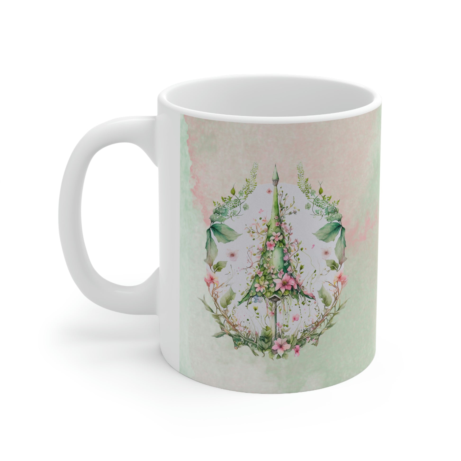 Spring Topiary Watercolor Ceramic Mug 11oz