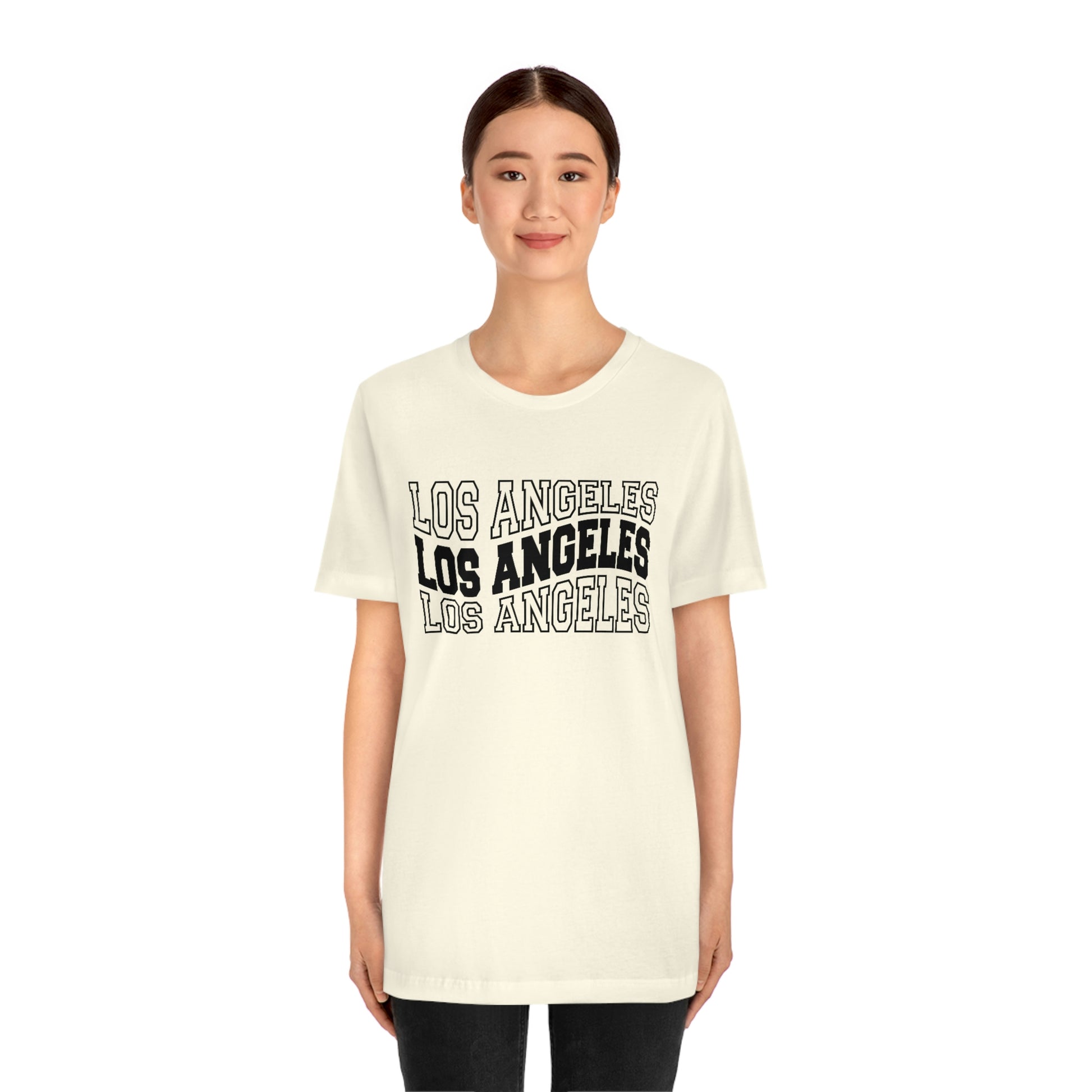 Los Angeles Varsity Letters Wavy Unisex Jersey Short Sleeve Tee Tshirt T-shirt