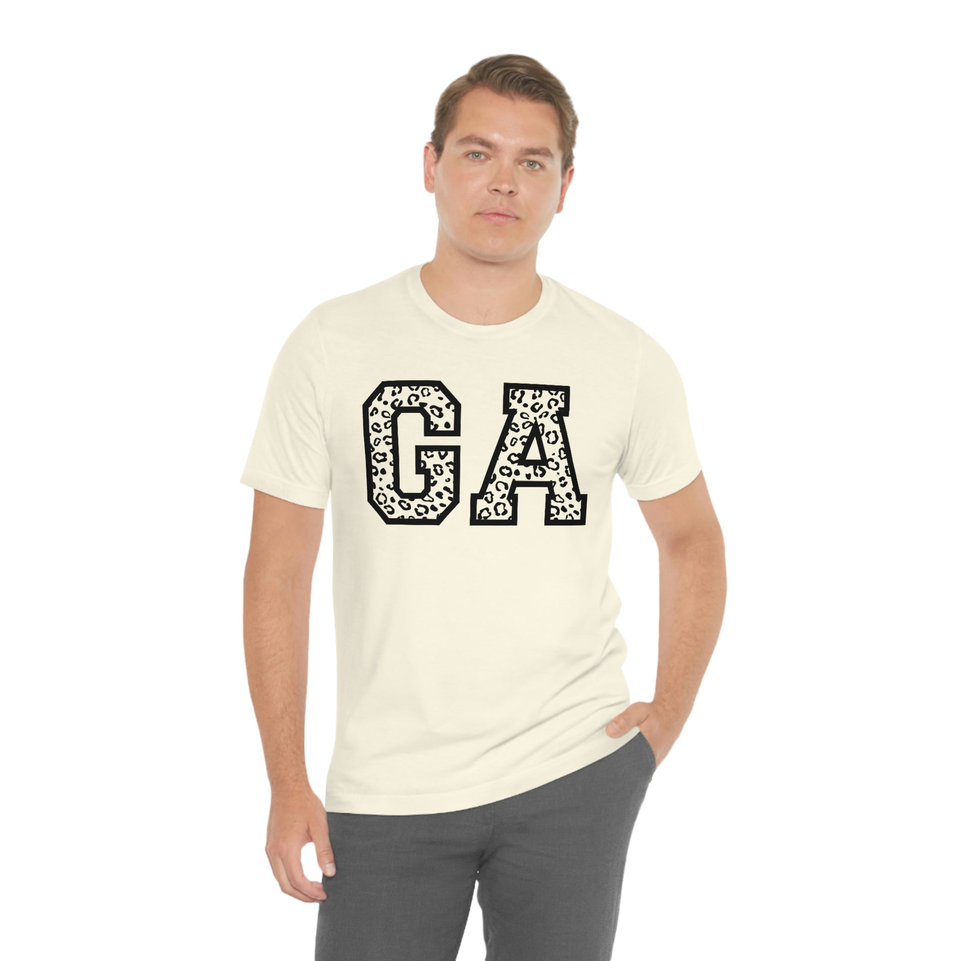 Georgia GA Leopard Print Letters Short Sleeve T-shirt