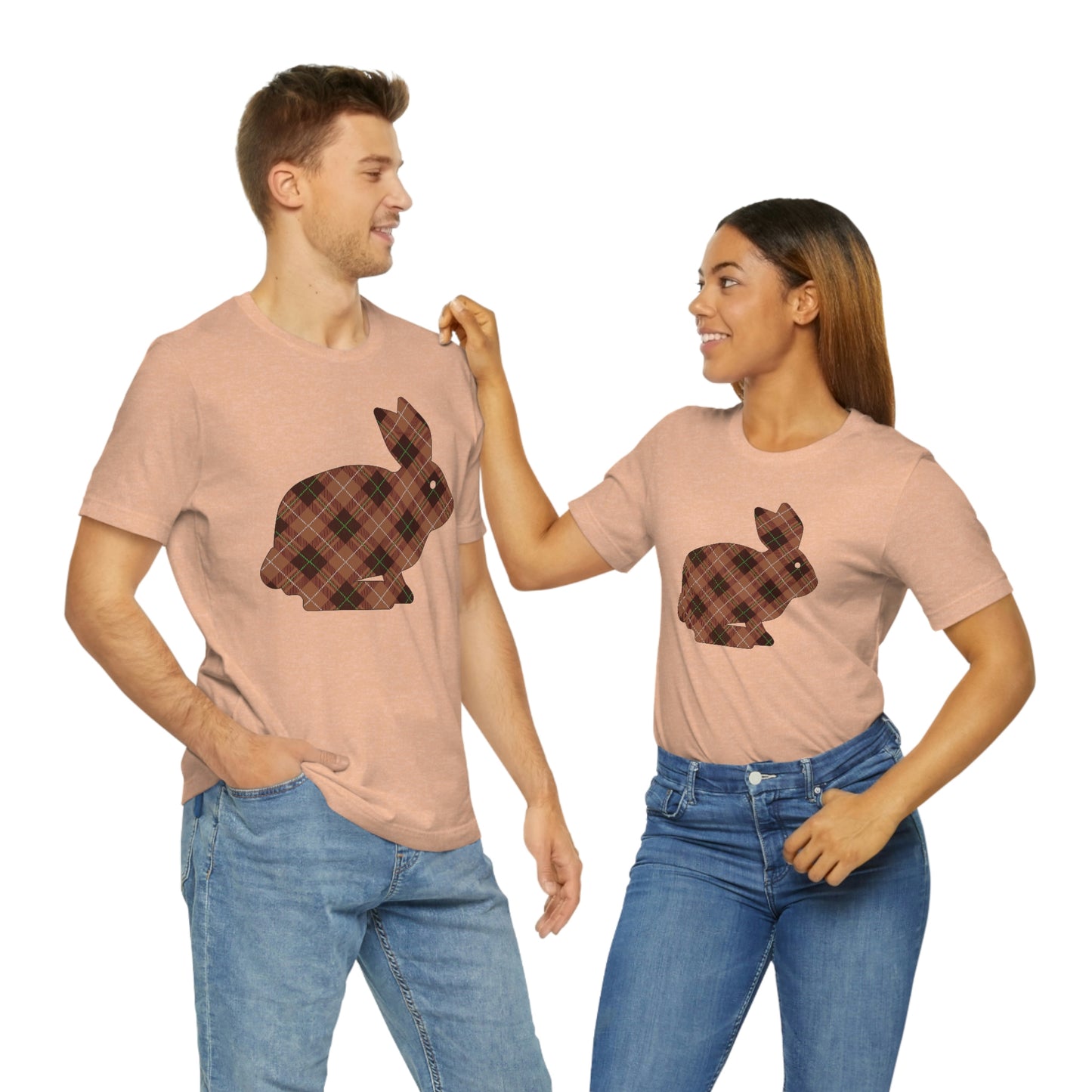 Brown Plaid Bunny Easter tshirt