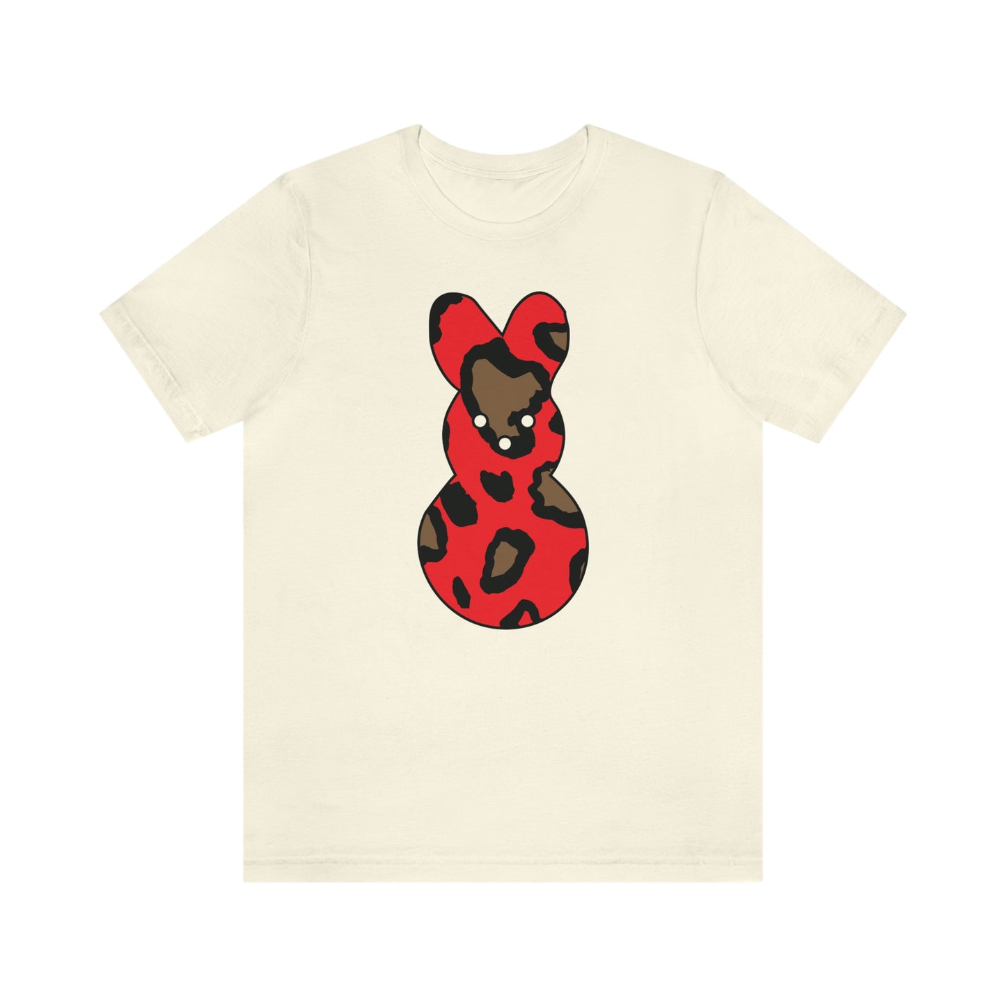 Red Leopard Print Bunny Easter Spring Print Unisex Jersey Short Sleeve Tee