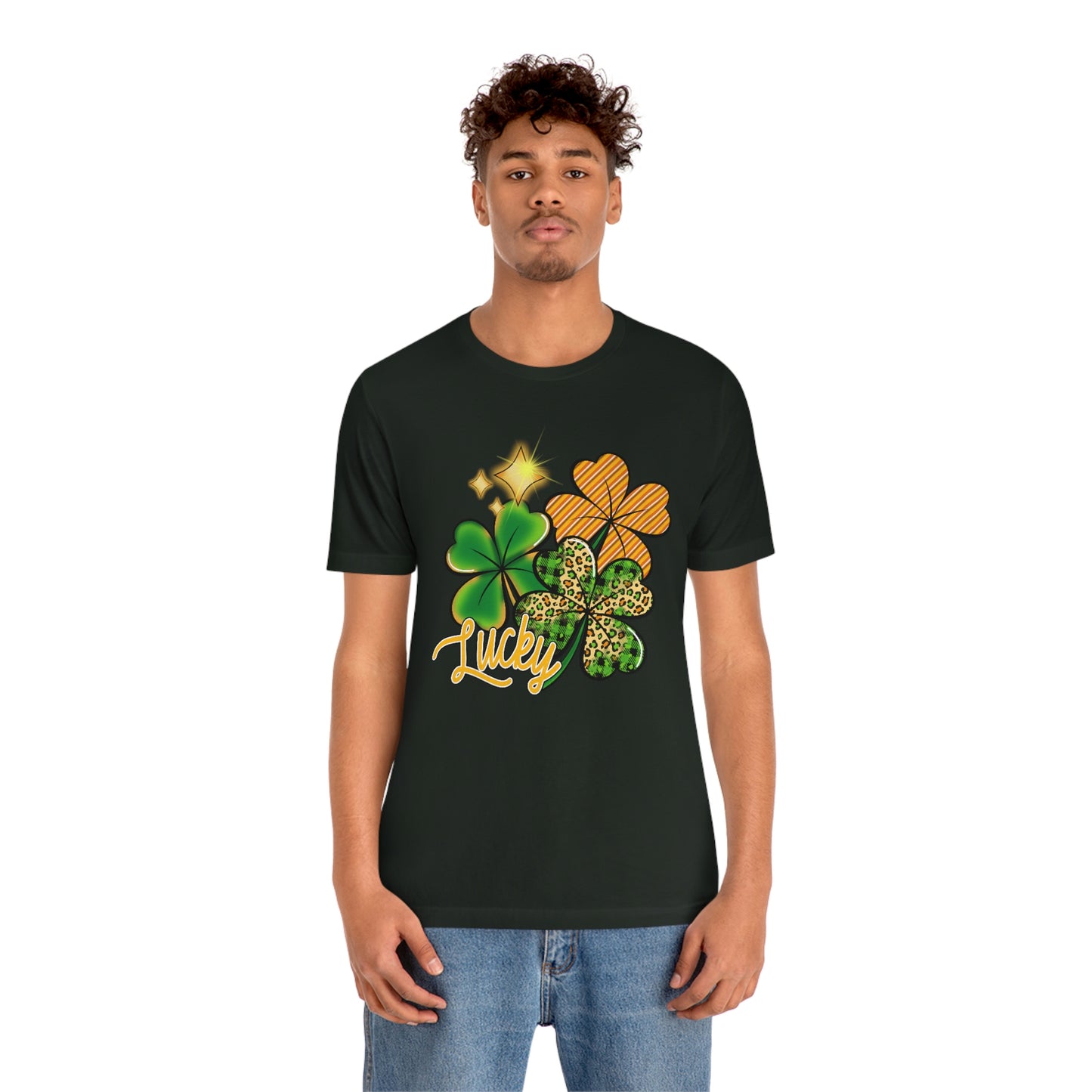 Lucky Shamrock Four Leaf Clover St. Patrick's Day Unisex Jersey Short Sleeve Tee
