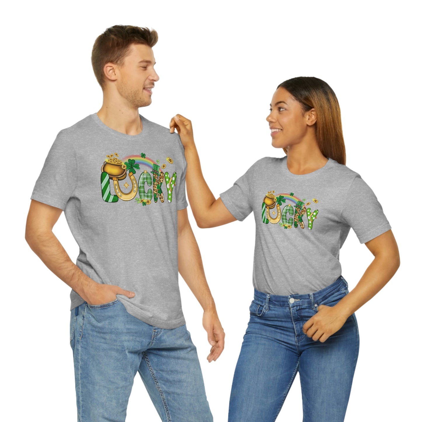 Lucky Rainbow Pot of Gold St. Patrick's Day Unisex Jersey Short Sleeve Tee