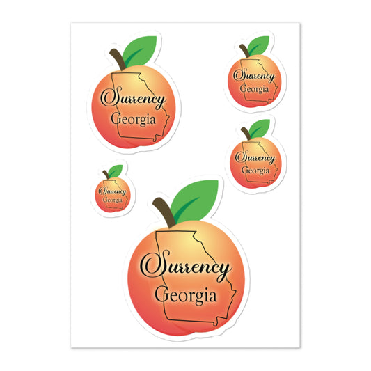 Surrency Georgia - State Outline Peach Sticker sheet