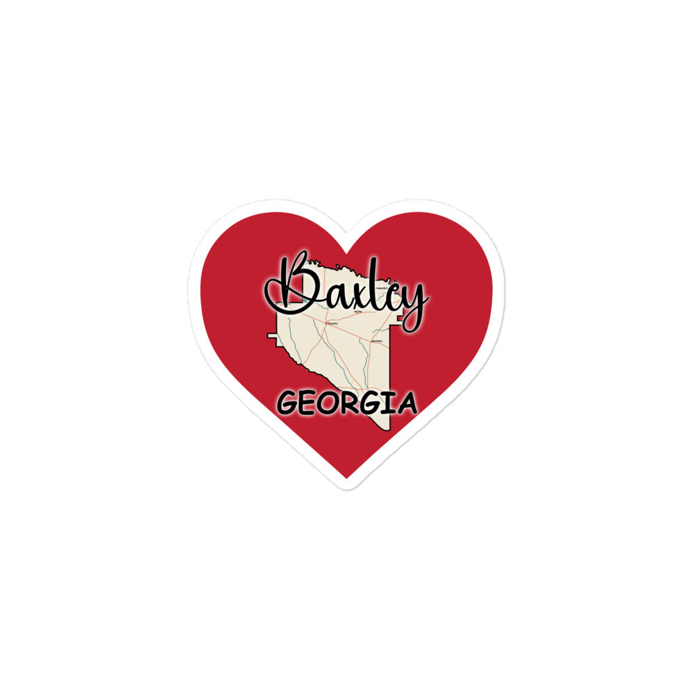 Baxley Georgia - County on Large Heart Bubble-free stickers
