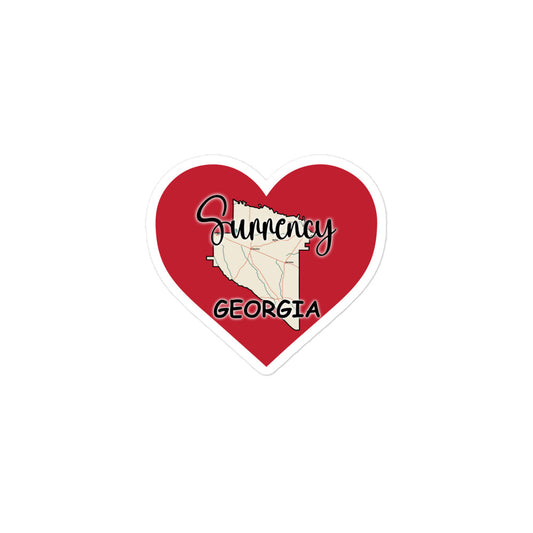Surrency Georgia - County on Large Heart Bubble-free sticker