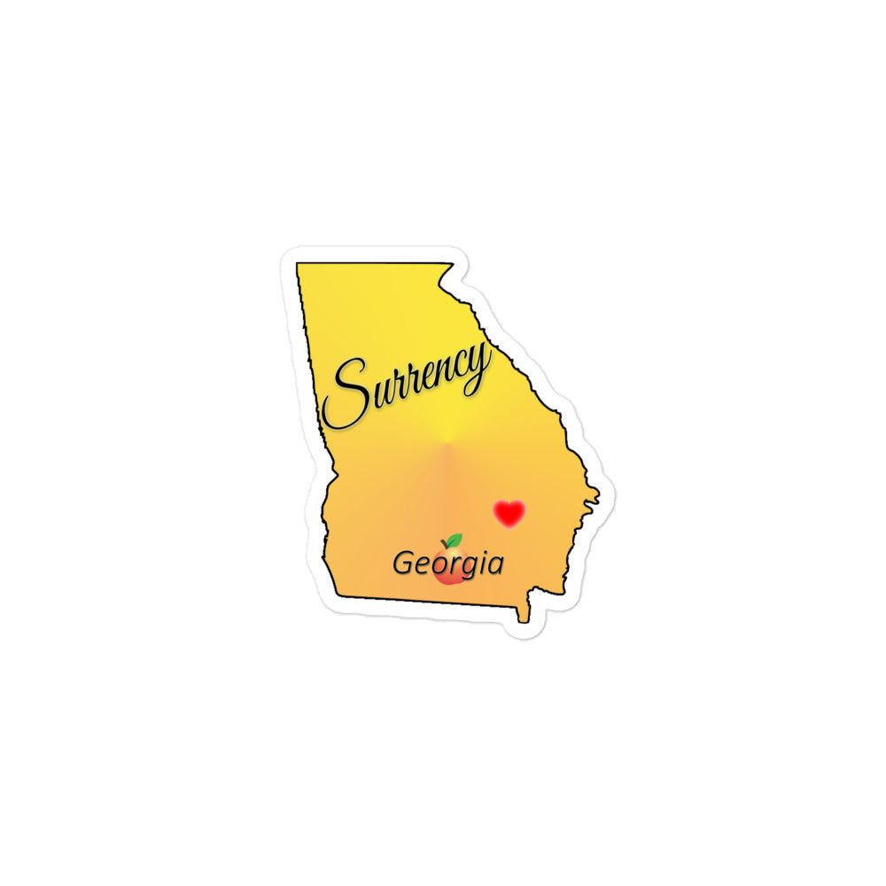 Surrency Georgia - State w/ Peach & Heart Locator Bubble-free sticker