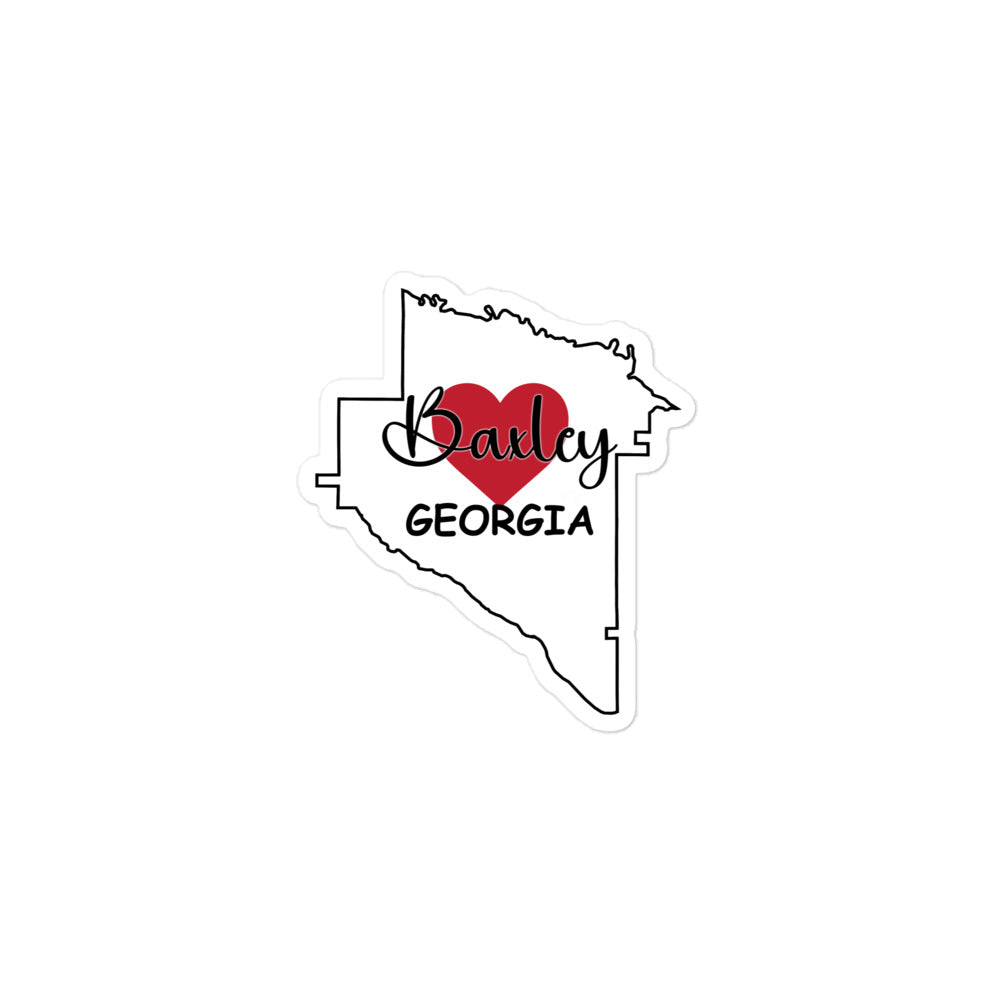 Baxley Georgia - Heart in County Outline Bubble-free sticker