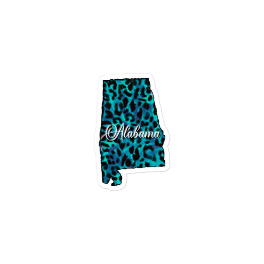 Alabama on Blue Leopard Print Decorative Sticker