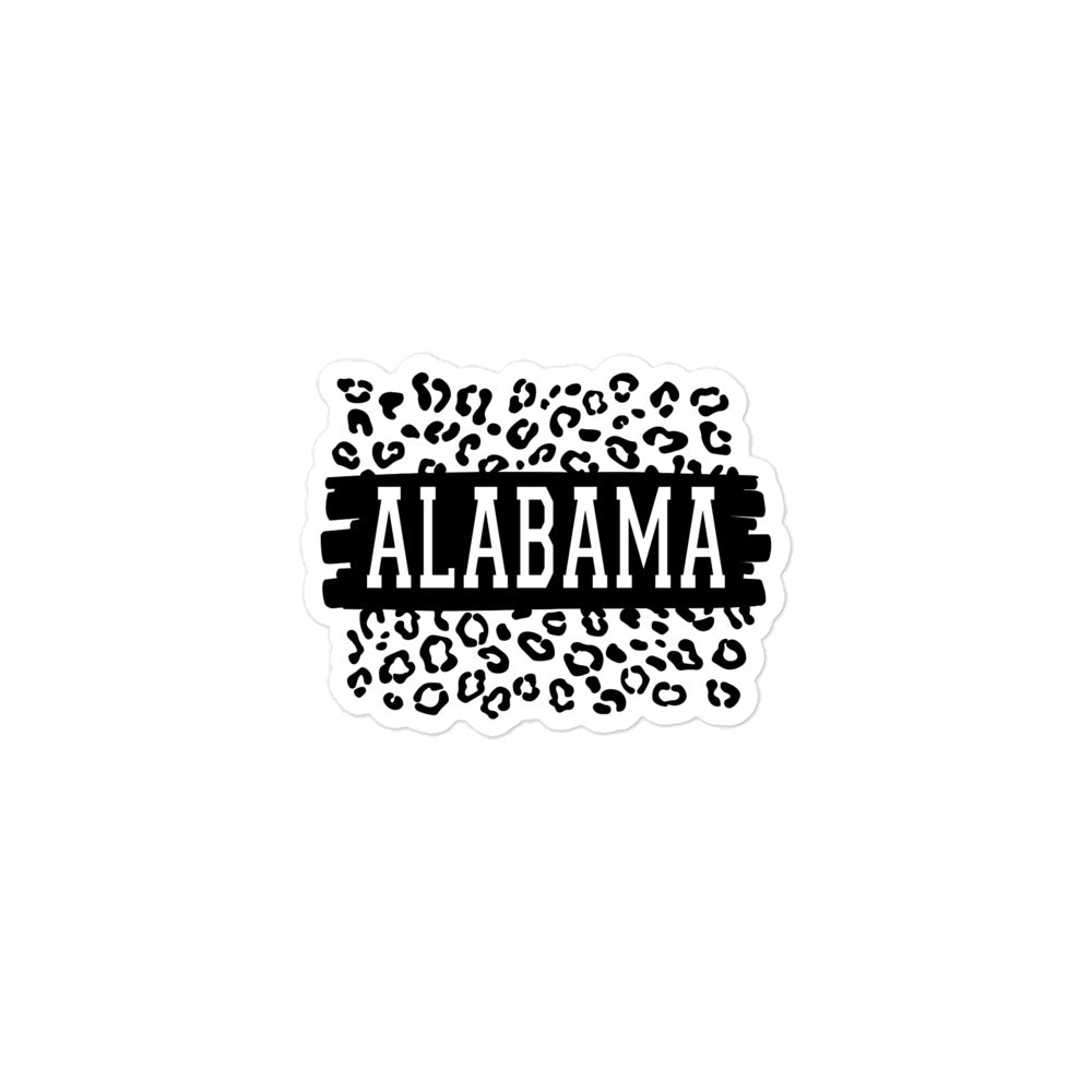 Alabama Black on Leopard Print Decorative Sticker