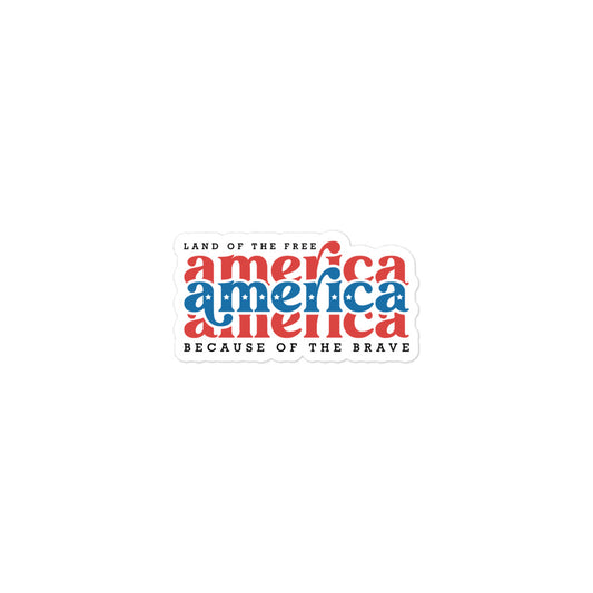 America Land of the Free Because of the Brave Decorative Sticker