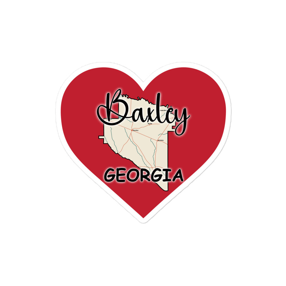 Baxley Georgia - County on Large Heart Bubble-free stickers