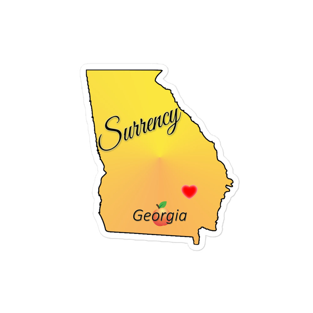 Surrency Georgia - State w/ Peach & Heart Locator Bubble-free sticker