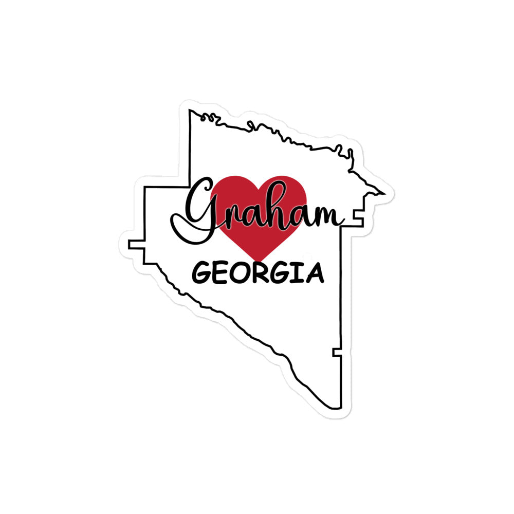 Graham Georgia - Heart in County Outline Bubble-free sticker