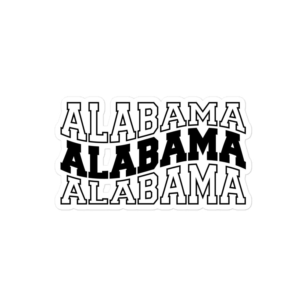 Alabama in Wavy Letters Decorative Sticker