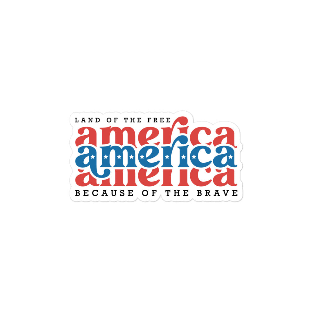 America Land of the Free Because of the Brave Decorative Sticker