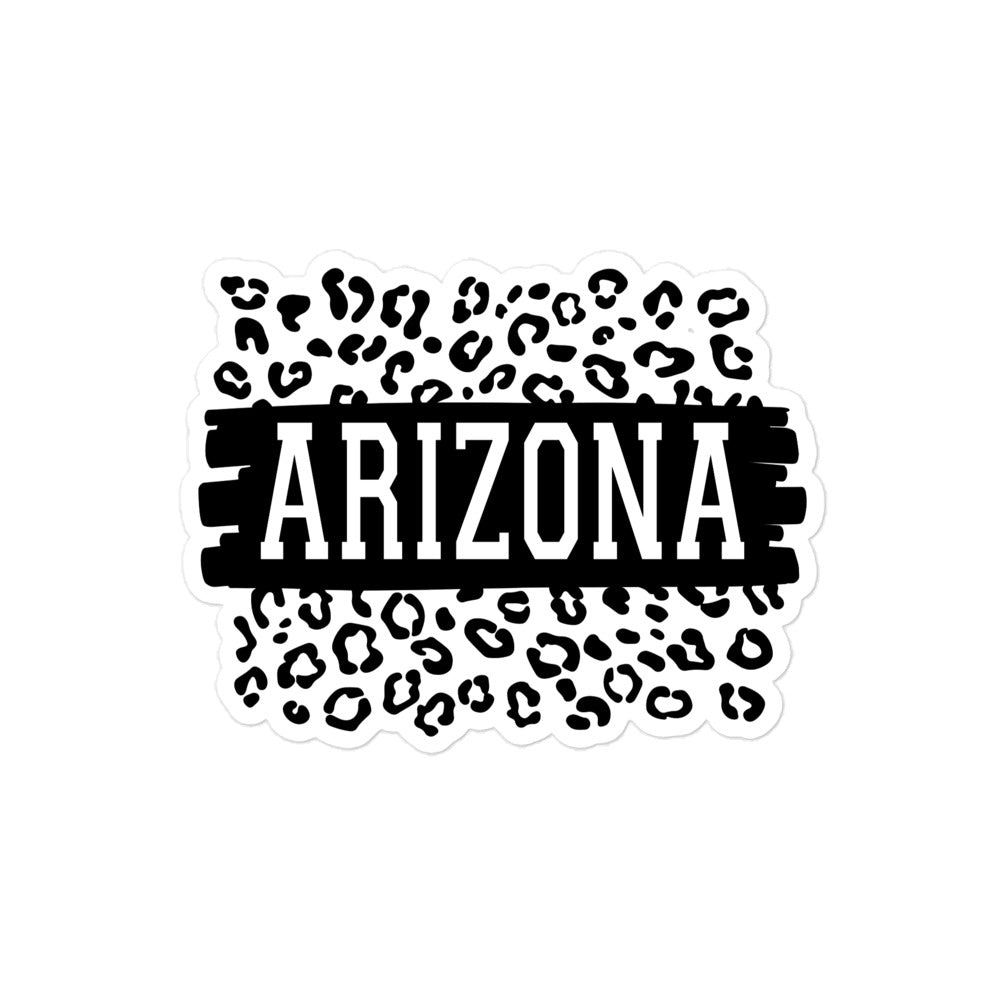 Arizona Black on Leopard Print Bubble Free Sticker