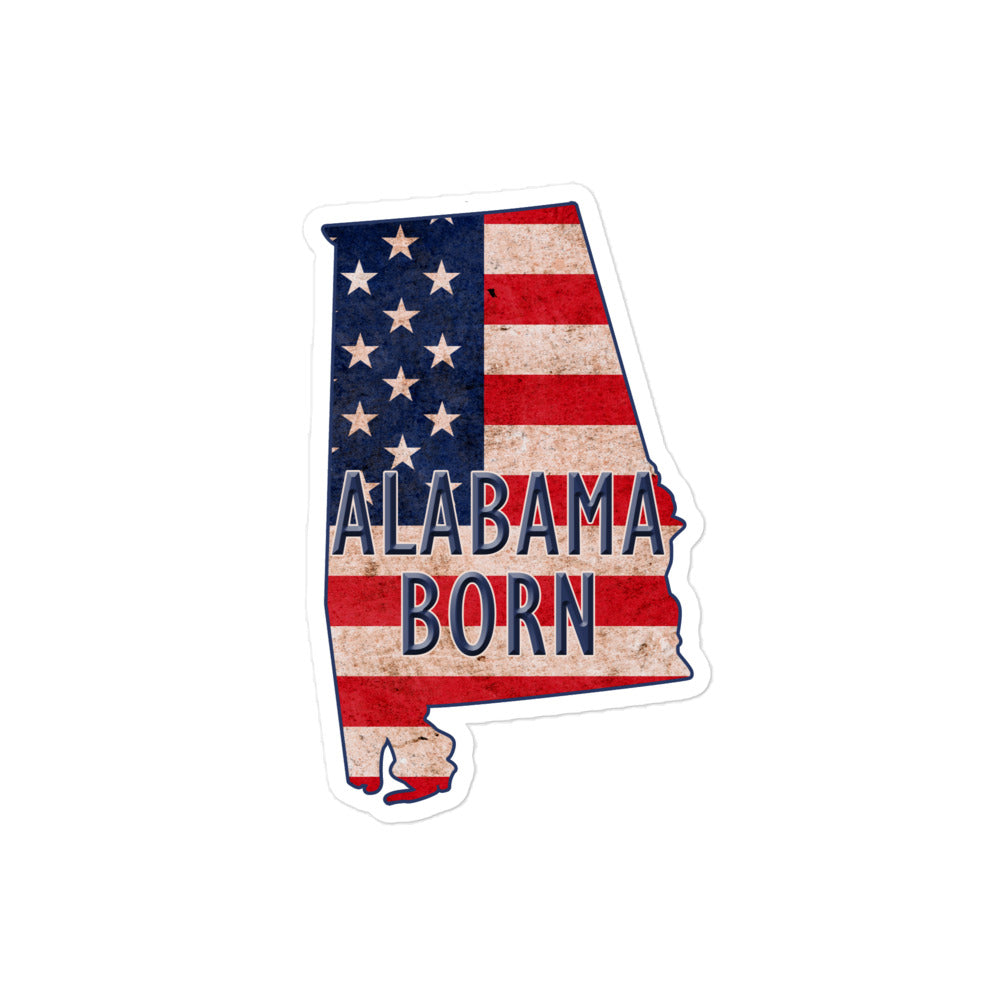 Alabama Born US Flag Bubble Free Stickers