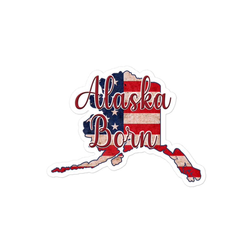 Alaska Born on US Flag Bubble-free Sticker