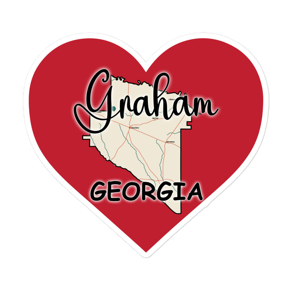 Graham Georgia - County on Large Heart Bubble-free stickers