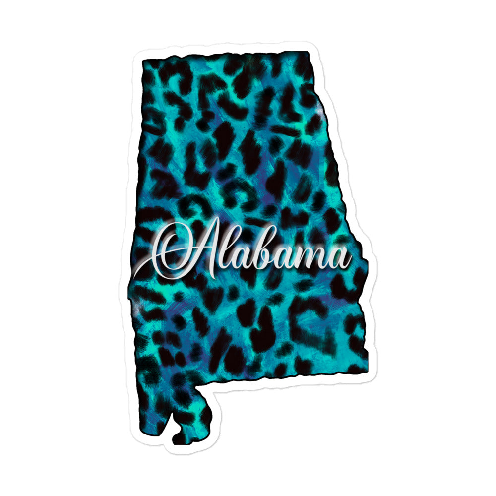 Alabama on Blue Leopard Print Decorative Sticker