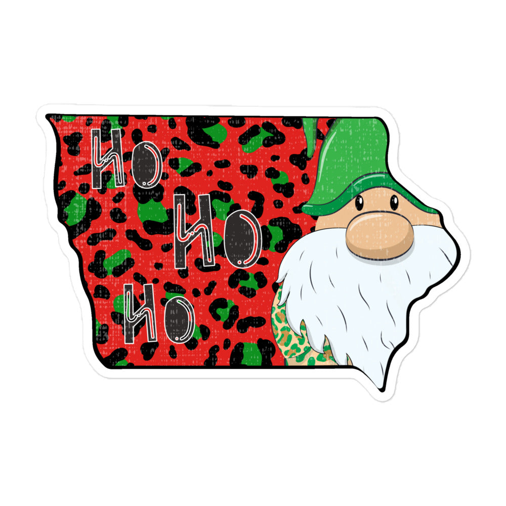 Iowa Christmas Elf Ho Ho Ho Bubble-free stickers