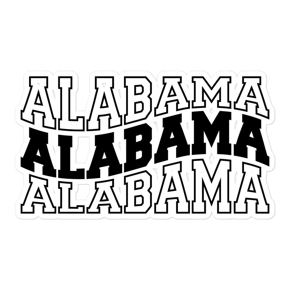 Alabama in Wavy Letters Decorative Sticker